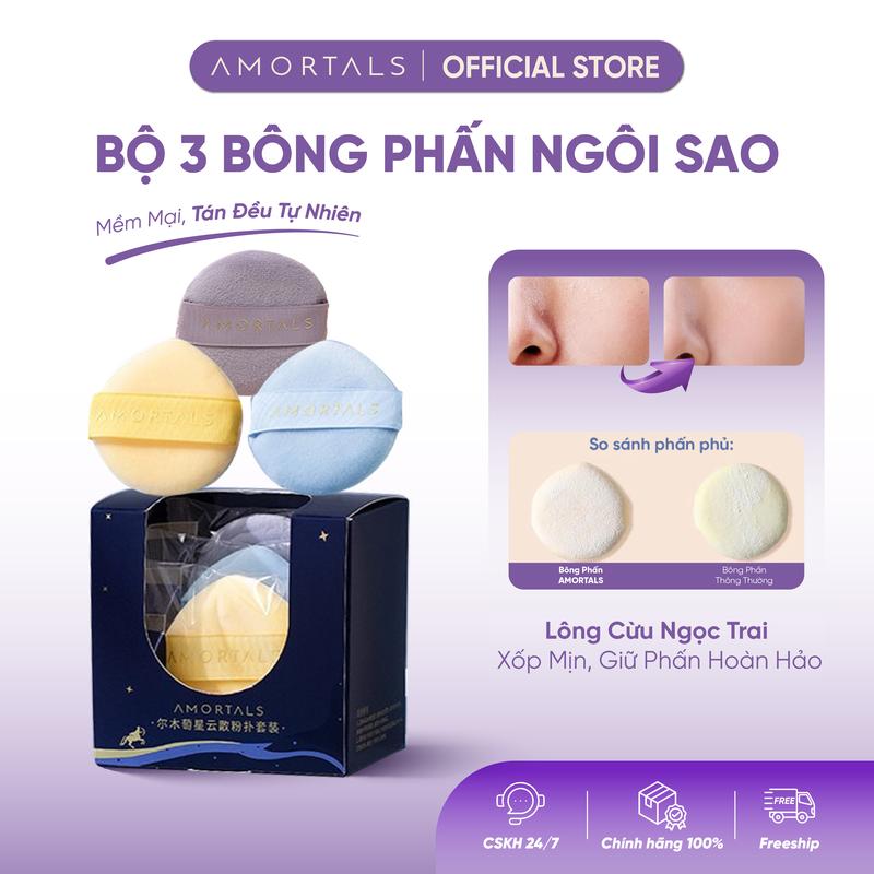 Bộ 3 bông phấn phủ Tinh Vân Amortals, Mềm Mại, Dày Mịn, Giữ Phấn Tốt, Tán Đều, Giúp Cố Định Lớp Nền, Mút Phủ Phấn Chính Hãng, Phấn Phủ Cao Cấp, An Toàn Thân Thiện Với Da, Dùng Cho Cushion, Phấn Phủ, Giá Tốt, Phù Hợp Người Mới, Makeup Artist