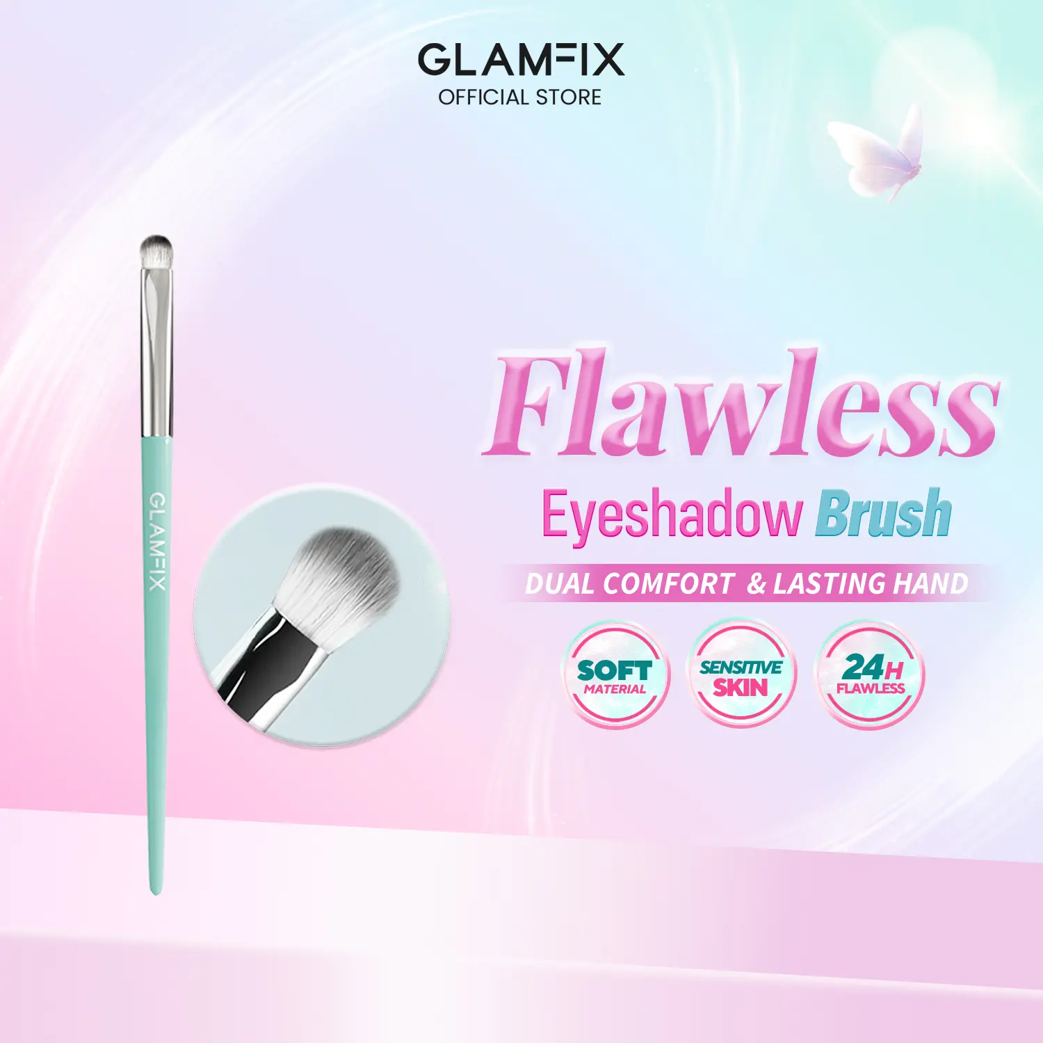 GLAMFIX Flawless Eyeshadow Brush Make Up Kuas Make Up Mata Eyeshadow Alat Kecantikan Makeup