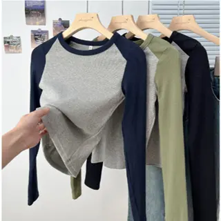 Clova BJ454 Baju Wanita Lengan Panjang Koas Crop Top Korean Style Atasan Kaos Pendek Oversize Pendek Oversize Tee Hitam Tshirt Polos Tshirt Polos Tulisan Basic 5