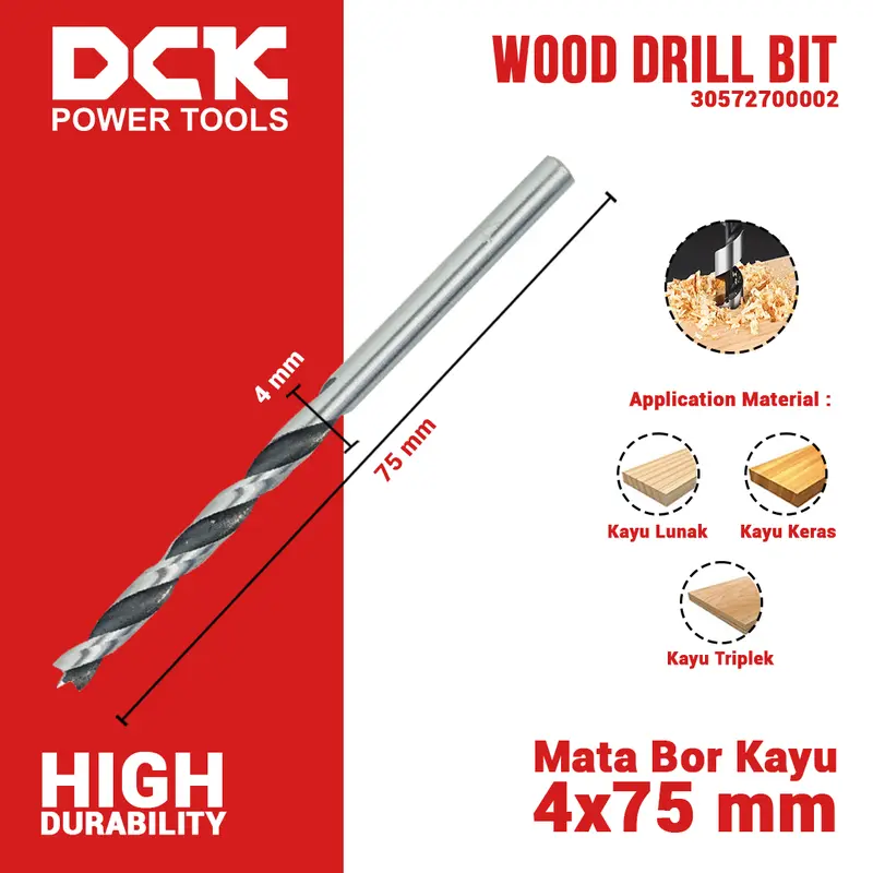 DCK Wood Drill Bit / Mata Bor Kayu 3, 4, 5, 6, 7, 8, 9 mm
