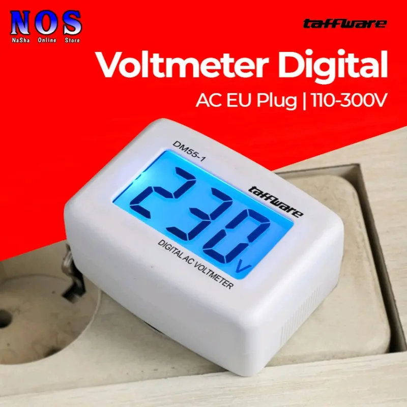 Taffware Alat Pengukur Listrik AC Voltmeter Digital AC EU Plug 110-300V 0