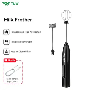 TNW Milk Frother Portable Hand Mixer 3 Kecepatan Handheld Blender Mini 2-in-1 Pengaduk Kopi Electric Pembuih Susu