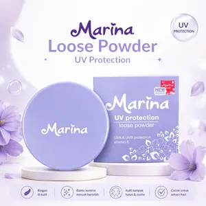 Marina UV Protection Loose Powder 25gr - Bedak Tabur Untuk Remaja dengan Vitamin E untuk Kulit Halus dan Sehat - Wajah, Compact