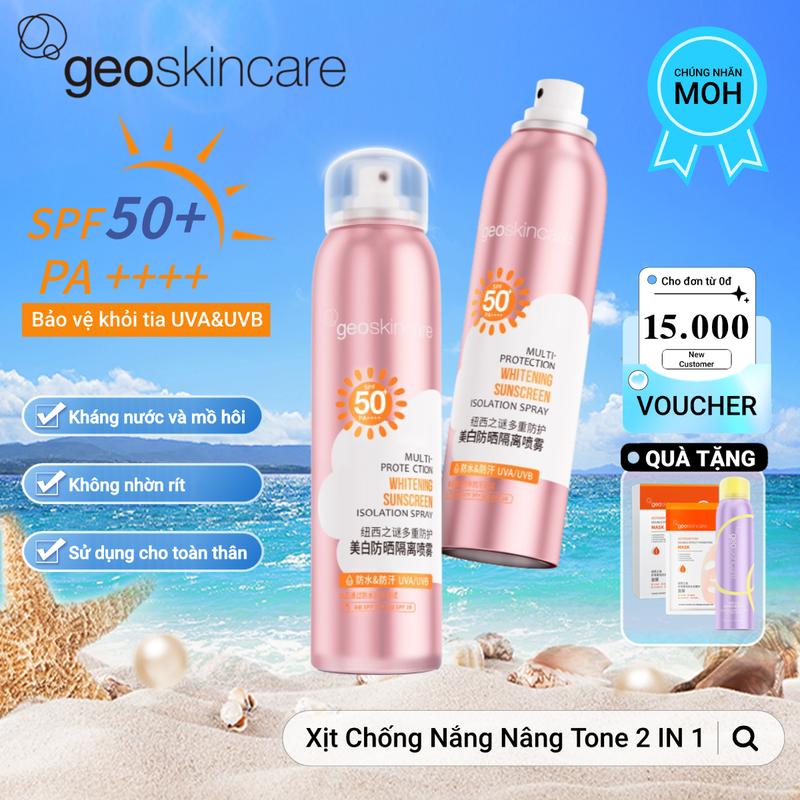 [Geoskincare] Xịt Chống Nắng Nâng Tone SPF50+ PA++++ 120ml Bảo Vệ Nhiều Lớp, Kháng Nước Và Mồ Hôi