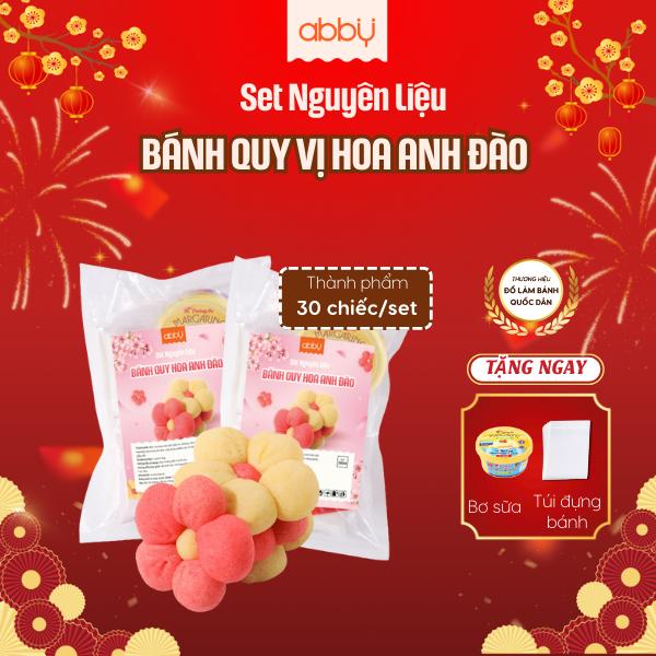 ABBY TẶNG BƠ Set nguyên liệu làm bánh cookie tạo hình sáng tạo - Set làm bánh quy hoa - Thành phẩm 30 bánh set - Quà tặng valentine handmade