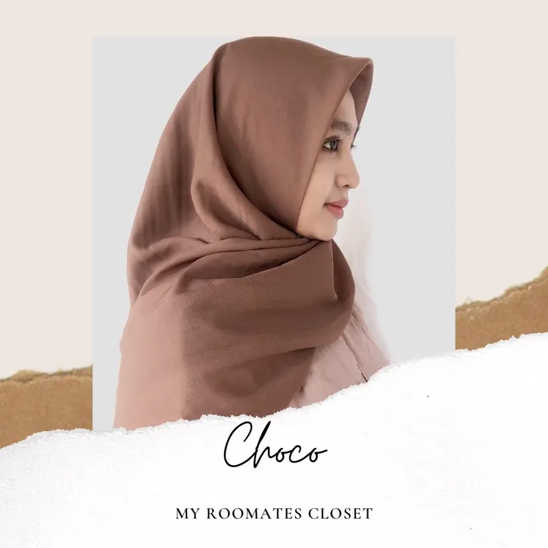 Kerudung Hijab Segi Empat Pollycotton Choco 0