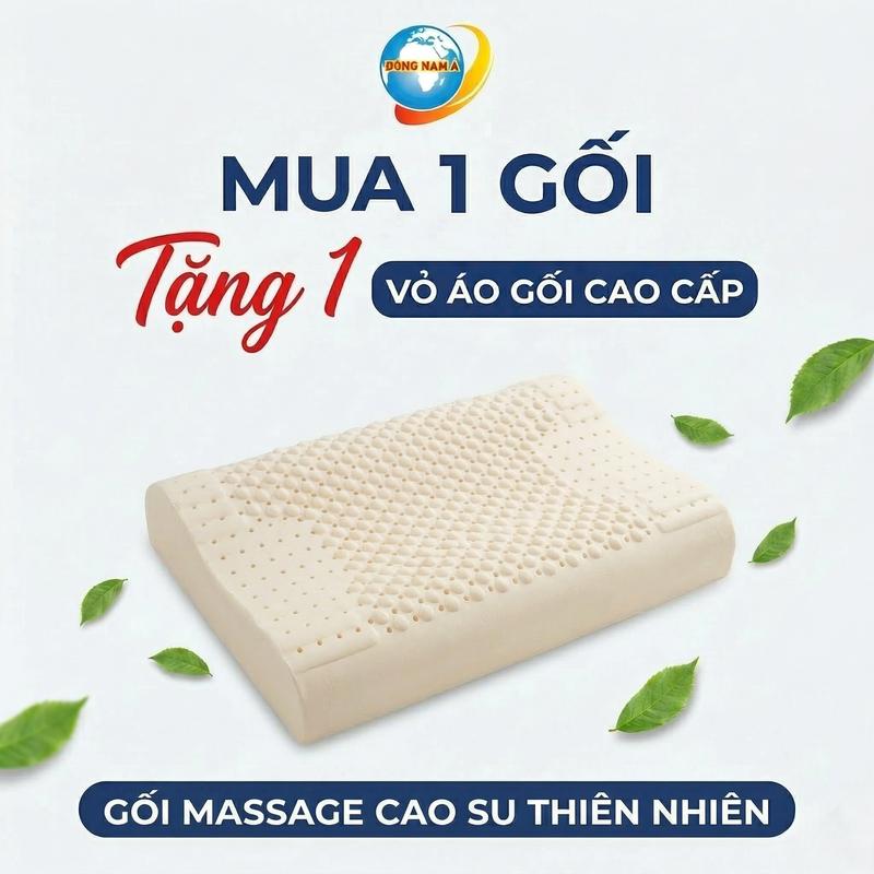 Gối Cao Su Thiên Nhiên Massage– Êm Mềm, Thoáng Khí, Nâng Đỡ Cổ Vai Gáy, Độ Bền Cao