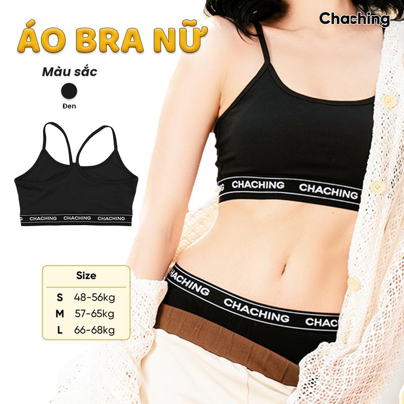 Áo Bra Nữ Dệt Logo ChaChing, Áo Lót Thể Thao, Áo Ngực Tập Gym, Áo Bra Tập Yoga Ôm Dáng Chất Liệu Thun Trơn 4 Chiều Mềm Mại, Thấm Hút Mồ Hôi Tốt