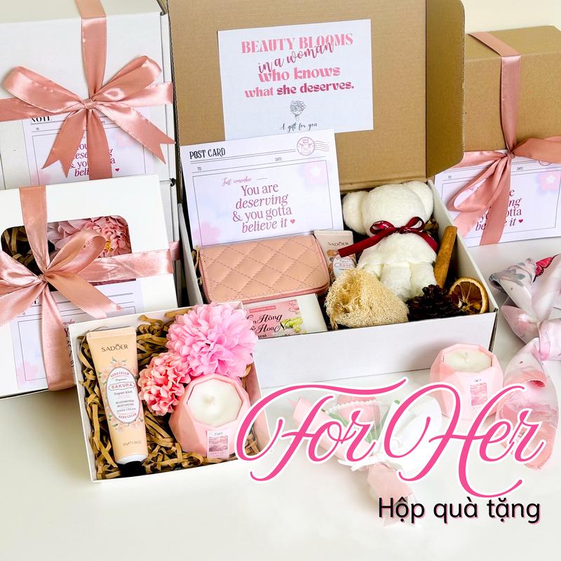 Hộp Quà Tặng For Her Hộp Quà Nến Thơm Ly Sứ Ví Da Khăn Lụa Dễ Thương Tặng Bạn Bè Người Yêu
