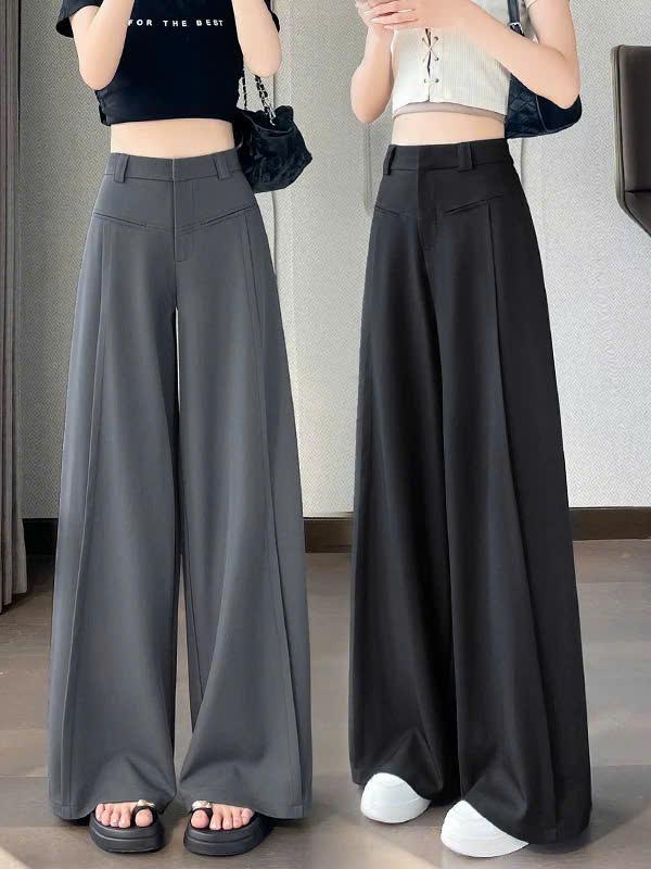  Quần suông   Bigsize 40-75kg  ống rộng túi ngang phong cách Hàn Quốc vải ruby mềm mướt rủ- Mã 989 