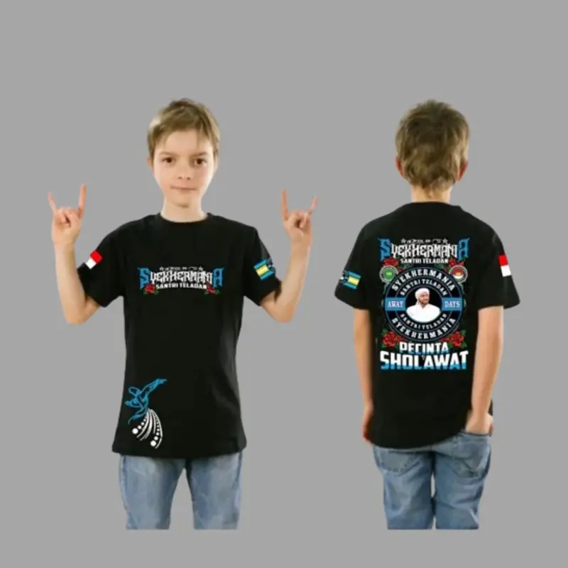 ZULMY - SyekerMania Santri Teladan Pecinta Sholawat - Tshirt Anak unisex - Kaos Katun Combed Viral 4