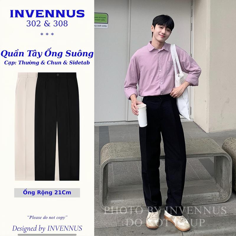 Quần tây ống rộng nam INVENNUS, quần âu baggy màu kem ống rộng dáng suông phong cách hàn quốc menswear pants nhung [302]