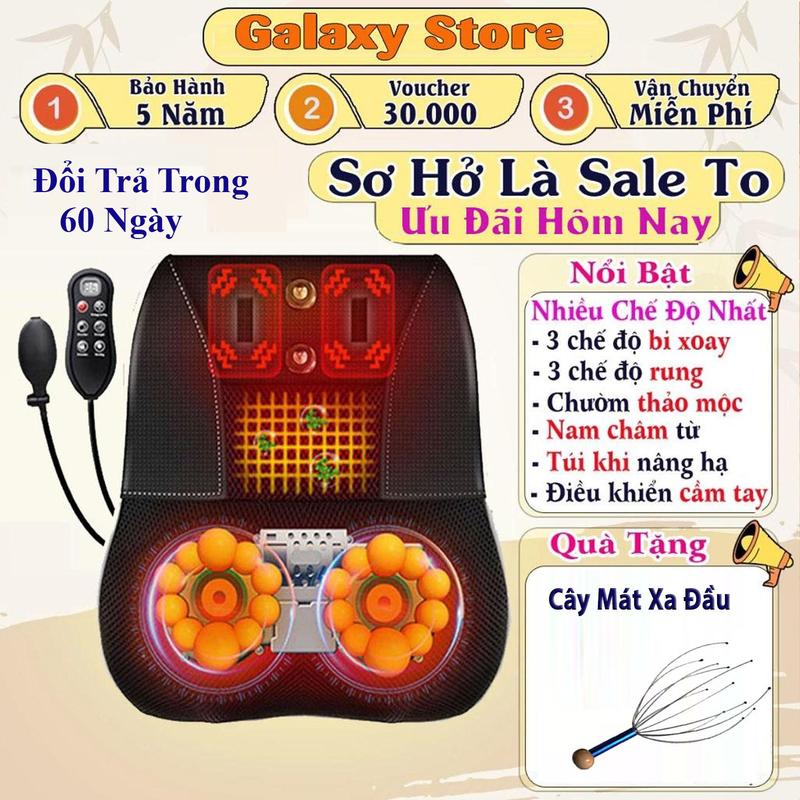 Máy Massage Cổ Vai Gáy Hồng Ngoại 20 Bi R7, Gối Mát Xa Lưng, Chân, Tay toàn thân