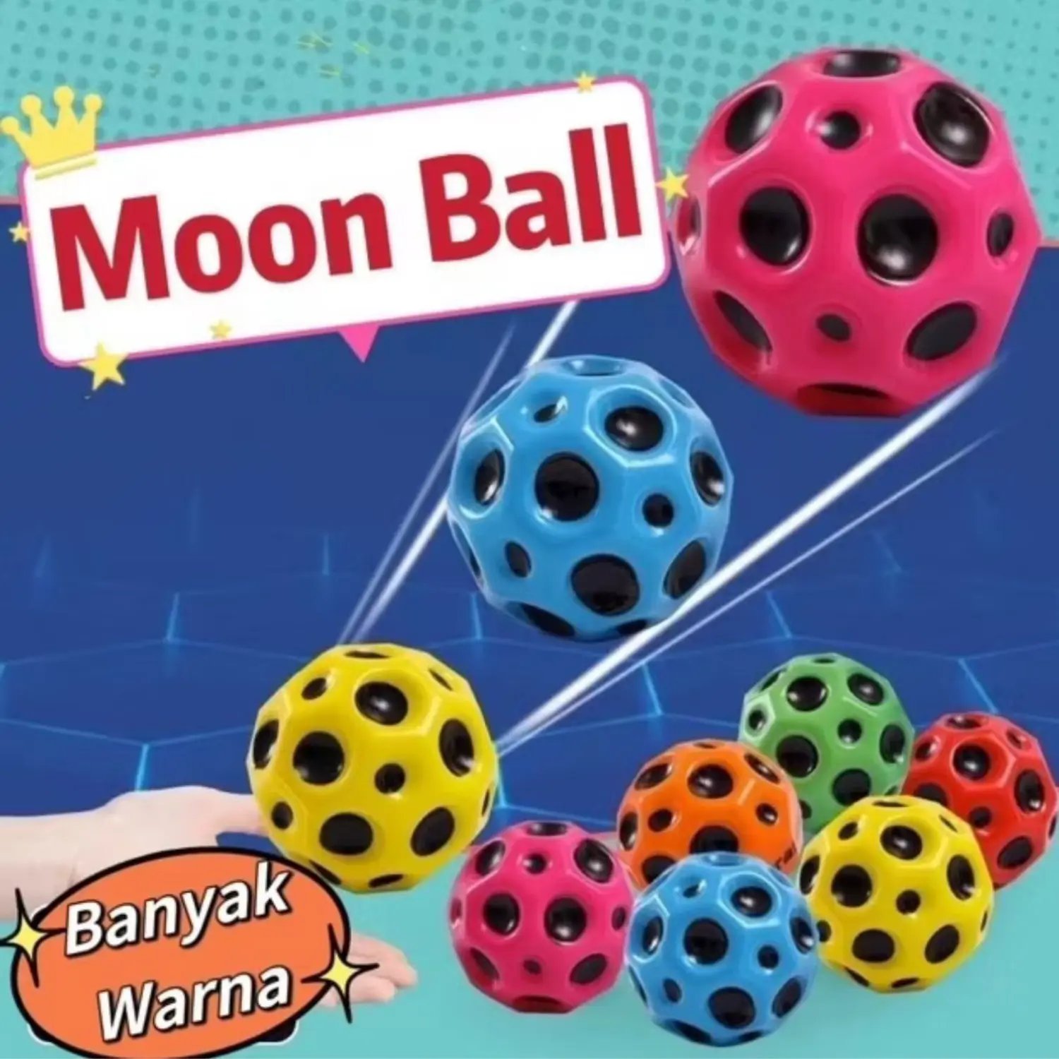 GETTRENDI - Mainan Anak Bola Lempar Bouncy Ball Moon Ball Edukasi Toys Anti Stress Mainan Olahraga Outdoor