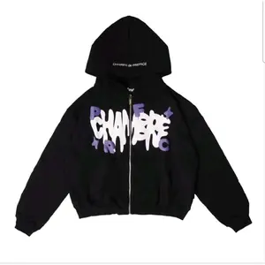 Hoodie Zipper CHAMBRE DE PREFACE | Boxy Zip Hoodie CHMB de PRFC - Twin Spirals Black | Boxy Hoodie CHMB de PRFC - Combination Broken White Unisex Pria Wanita Fleece catoon hitam dan putih Sweater Oversize Jumper Tebal Katun Cowok cewe Distro Casual Keren