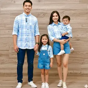 atasan kemeja keluarga  Pria dan  Wanita  Casual katun Flanel premium motif tartan lengan  Panjang couple kluarga harga satuan