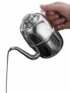 Teko Kettle ketle gooseneck leher angsa 500ml 18oz pour over manual brew kopi coffee v60 aeropress free pour drip silver stainless steel tanpa thermometer barista bartender cooktail mocktail teko minyak air multifungsi