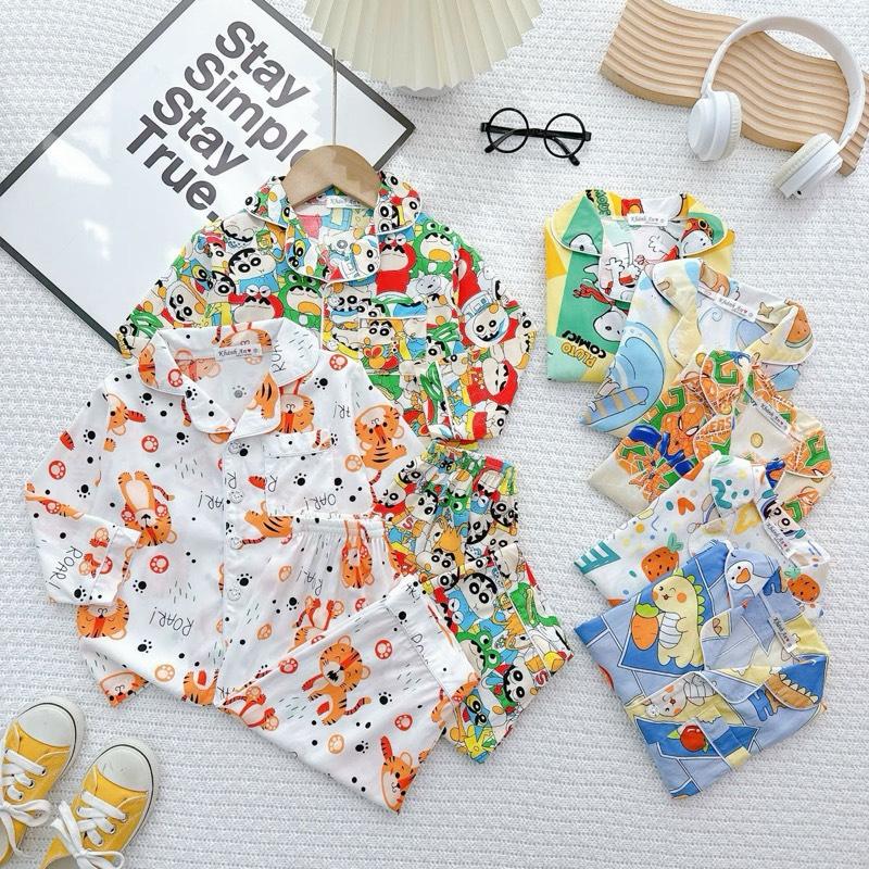  KA177 Đồ Bộ Tole Lanh Khánh An Baby Cho Bé Dáng Pizama Size 8-23kg 