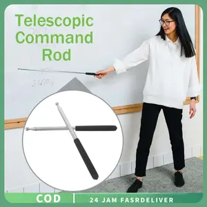 Pena Pointer Retractable Stainless Steel Flag Pole 1M Telescopic Portable Tongkat Bendera Tour Leader Adjustable Pointer Untuk Presenter Whiteboard