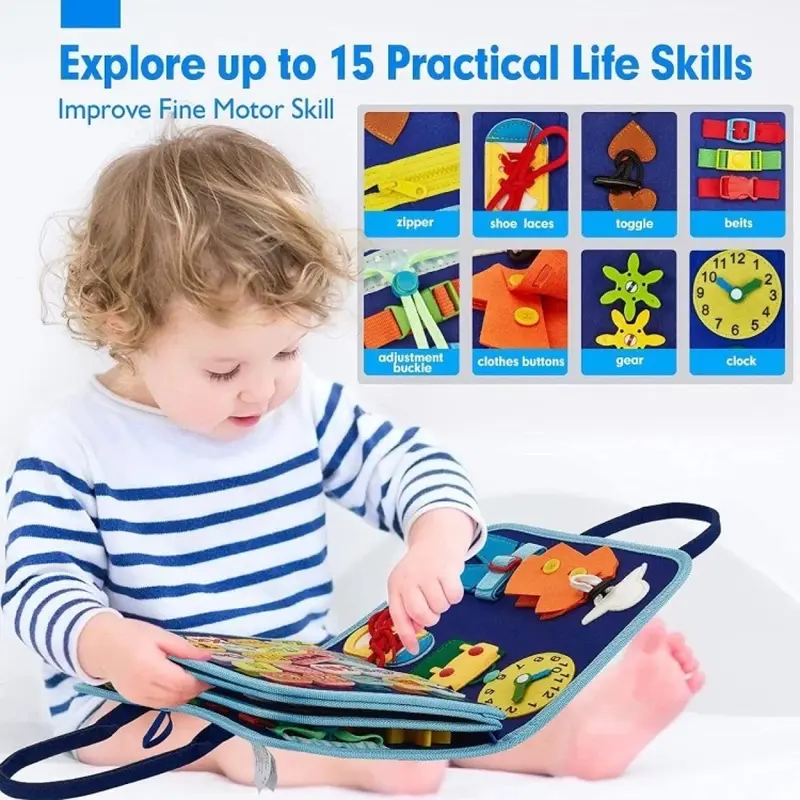【4-8 Halaman】Hadiah Ramadhan Mainan Edukasi  Mainan  Papan Busy Board Untuk Perkembangan Anak Educational  Board Activity Book  Belajar Kognitif Bayi Dressing Skill Sensorik Mainan Toys 3