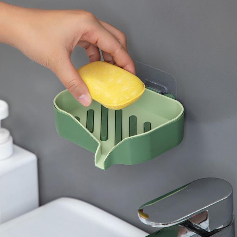 Double Layer Soap Box Soap Holder Wall-mounted Household Bathroom Drain Soap Dishes Toiletries Organizer Storage 3