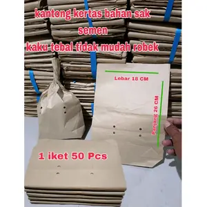 Kantong Kertas Bahan Sak Semen Kaku Tebal Tidak Mudah Robek Lebar 18 CM Panjang 26 CM 1 Ikat 50 Pcs