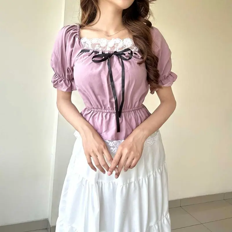 VAV - BERCIA TOP / ATASAN WANITA CROP LENGAN PENDEK KOREAN -PN 2