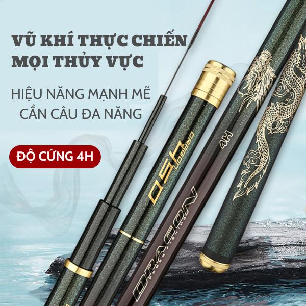 Cần VNFISHER Dragon 4H Cần nhẹ cứng làm từ Carbon 40T+46T Phân bố lực 2:8 . Cần câu thiên nhiên dịch vụ ,giải trí Câu Cá Fishing câu dai rồng xanh 4h