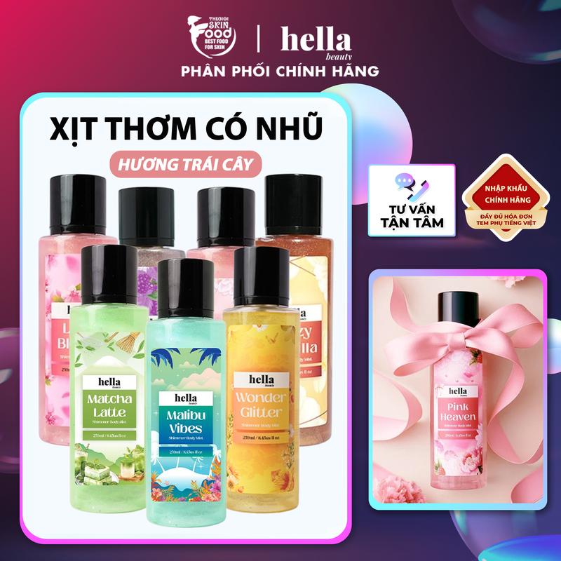 Xịt Thơm Có Nhũ Hương Trái Cây Hella Beauty Shimmer Body Mist 250ml