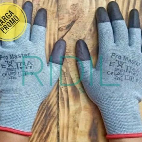 sarung tangan kerja 1pasang/2pcs pro master jari kain nylon jari lapis karet palm fit anti slip 0