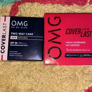 OMG Oh My Glam Glow Matte Face Bundle : Cushion + Two Way Cake - High Coverage Dewy Finish - Poreless Cushion
