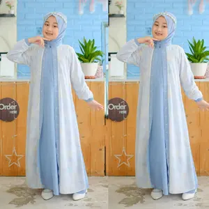 Set Gamis anak Perempuan // Kenza FreePasmina // Ceruty Babydoll Mix Swwrovsky // Anak umur 5-12  Tahun // Gamis Lebaran