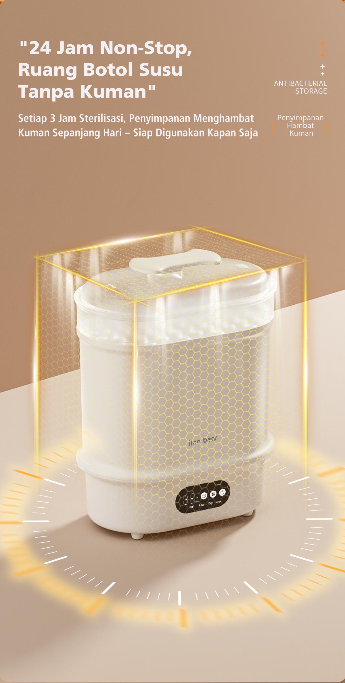 IICOBEAR Sterilizer Botol Bayi 99.9% Anti Bakteri Bottle Pengering Otomatis Kapasitas Besar