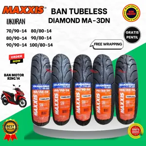 Ban Motor Maxxis Diamond Ring 14 Tubeless 70/90 80/80 90/90 80/90 90/80 Gratis Pentil