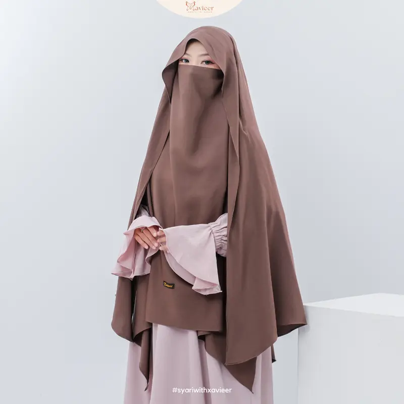 Xavieer - Sheeza French Khimar Poni Square Semi Oval Shelbya Exclusive Umrah Haji Polos Cadar 0