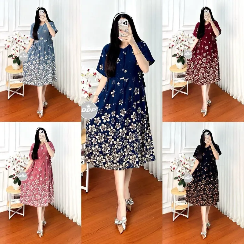 DASTER WANITA KEKINIAN RAYON MOTIF BUNGA RESLETING DEPAN BUSUI FRIENDLY 0