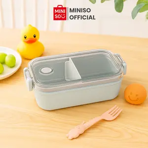 Miniso Graceful Series 2 Compartments Lunch Box 450mL Kotak Makan Tempat Bekal Sekolah Kantor 2 Sekat
