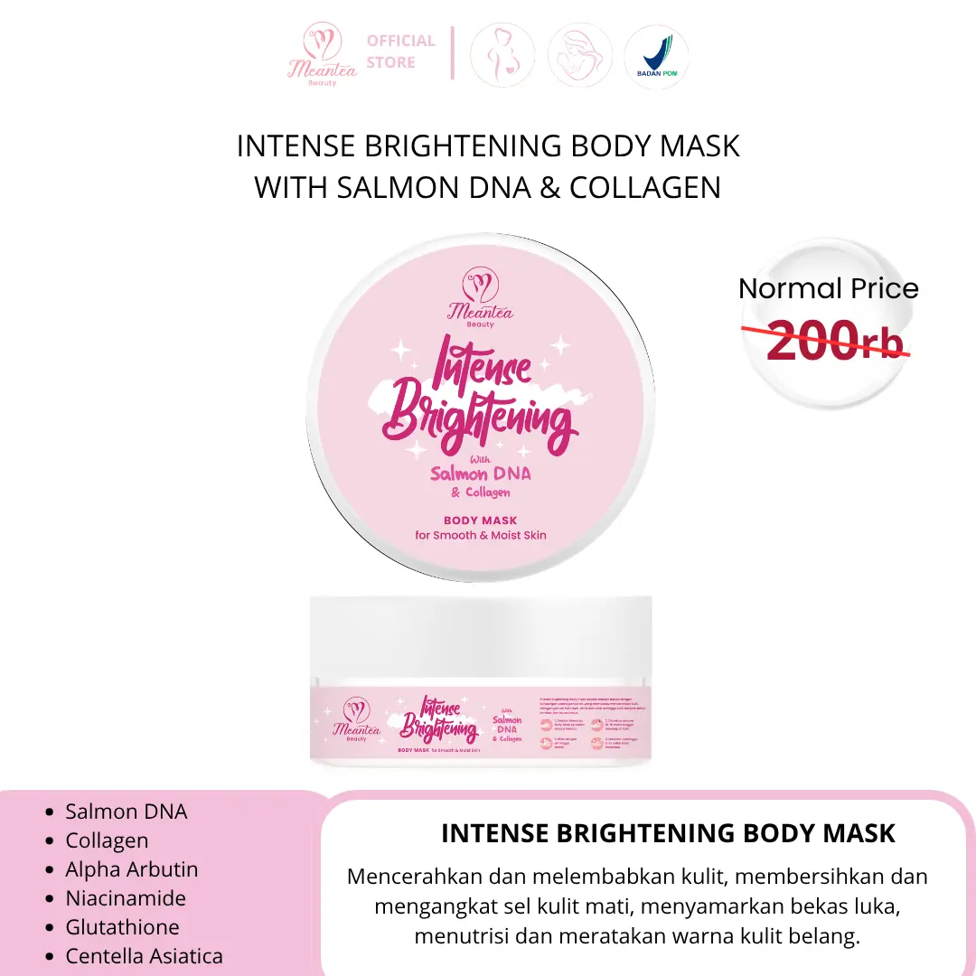 Intense Brightening Body Mask 250gr With Salmon DNA & Collagen - Masker Badan / Bleaching / Lulur Badan Pemutih BPOM untuk semua jenis kulit