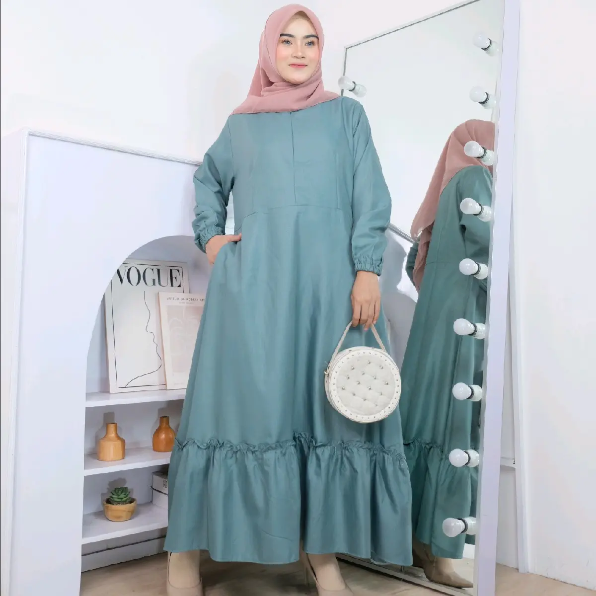 gamis toyobo polos rempel bawah premium