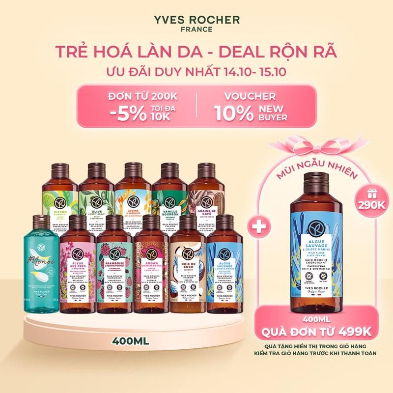 [YR] Sữa Tắm Dạng Gel Yves Rocher nhiều mùi hương Bath And Shower Gel 400ML