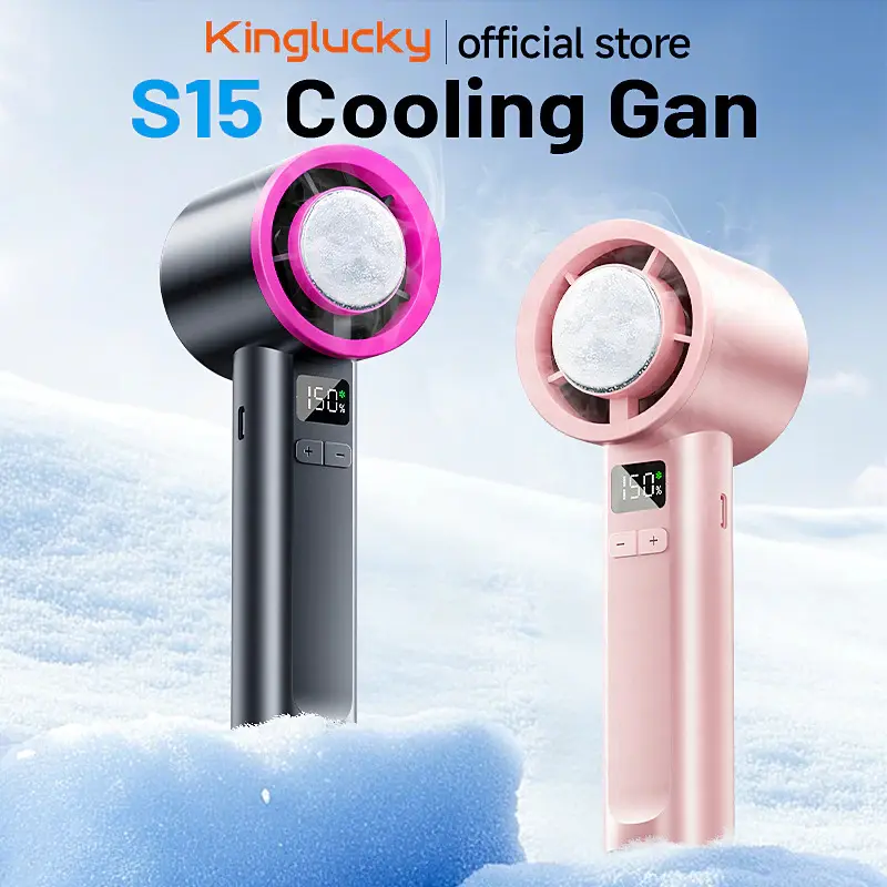 Kinglucky S-15 Mini High-speed Cooling Fan Strong Cold Wind 150 Gear Wind Speed Semi-Conductor Fan Digital Display Turbo Cooling Fan