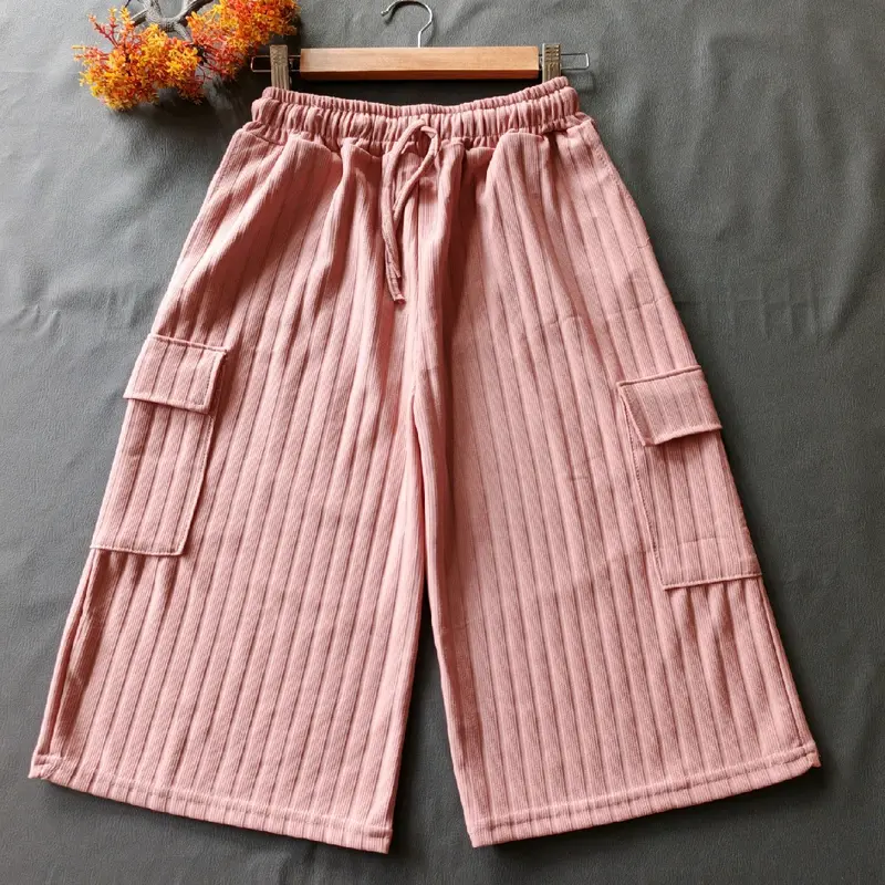 celana kulot pendek- celana pendek cargo.  celana pendek wanita. Hitam Santai Melar Casual Basic sehari hari 6