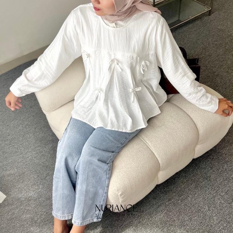 NURIANCE - Leyya Blouse (baju Coquette | pita aesthetic - semi crop) Atasan Wanita 1