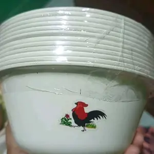 MANGKOK JAGO PUTIH PLASTIK 12 PCS ( 1 LUSIN ) - Mangkok jago legendaris BPA FREE