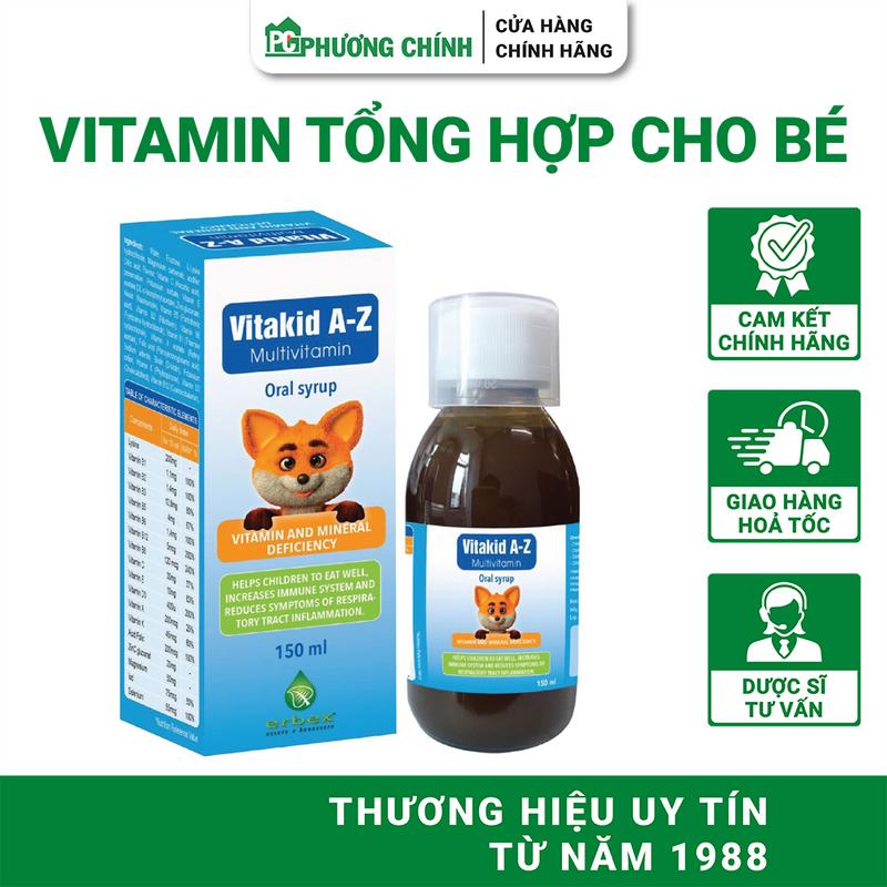  Siro Vitamin Tổng Hợp Cho Bé Erbex Vitakid A-Z Multivitamin Hỗ Trợ Bé Ăn Ngon Tăng Đề Kháng 150ml 