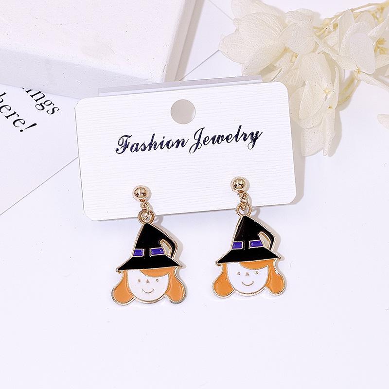 Product Introduction of 925 Silver Needle Halloween Earrings for Women Students Ghost Pumpkin Witch Pendants Drop Ear Jewelry 26