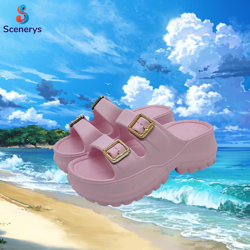 Scenerys Sandal anak perempuan dengan hak baji yang lembut, sandal EVA ukuran 30-35 3