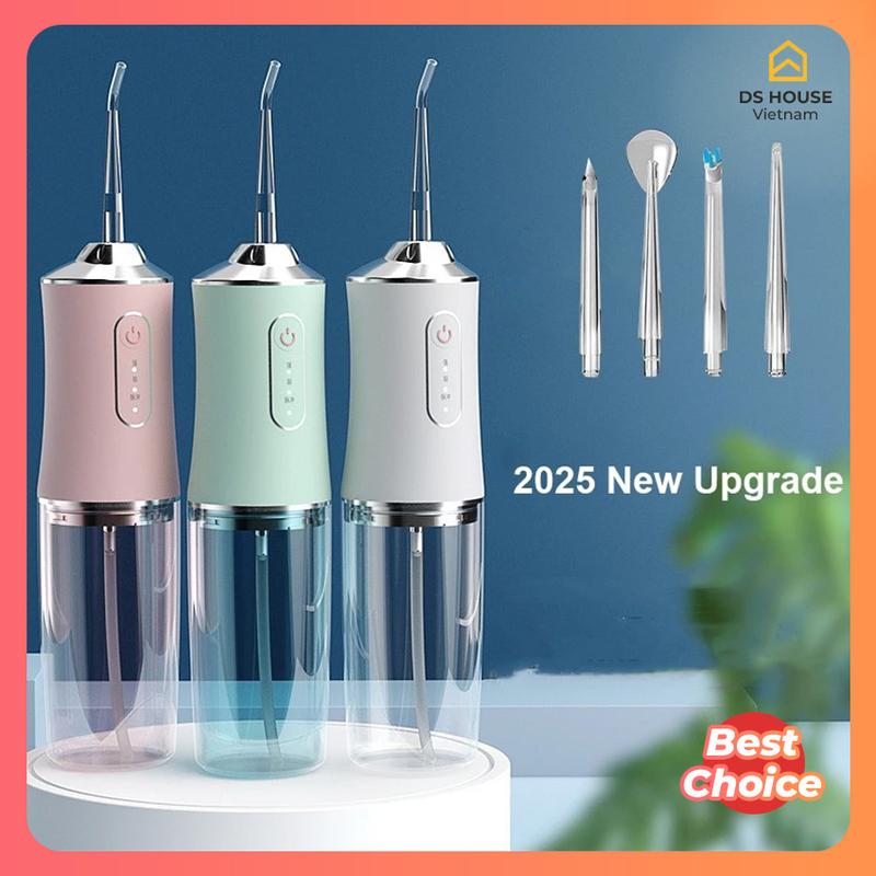 Máy Tăm Nước Cá Nhân - 3 Chế Độ - 4 Đầu Phun Làm Sạch Răng Sâu - Dung Tích 230ml - Sạc USB 1200mAh
