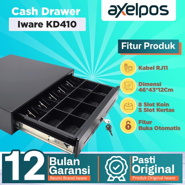 Gambar Cash Drawer Laci Kasir 5 Slot Iware KD410 With RJ11 dari Axelpos Kota Administrasi Jakarta Pusat Tokopedia