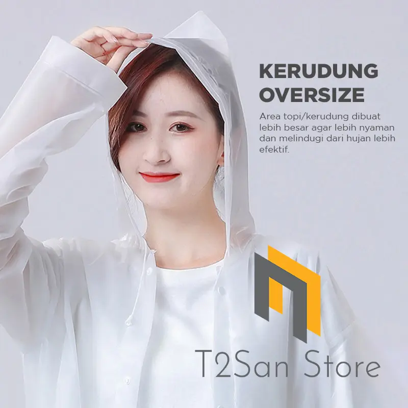 Jas Hujan Terusan Polos EVA Premium Raincoat Unisex Dewasa Transparan 1